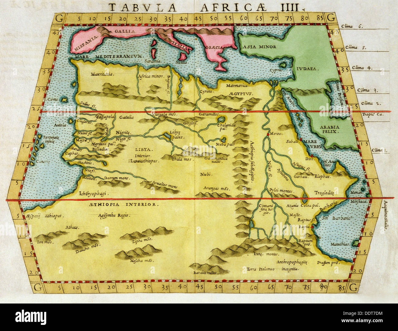 Carte de l'Afrique du Nord, c1580s. Artiste : Inconnu Banque D'Images