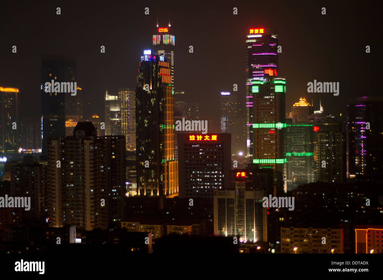 Liede ,Guangzhu Skyline dans la nuit , la Chine. Banque D'Images