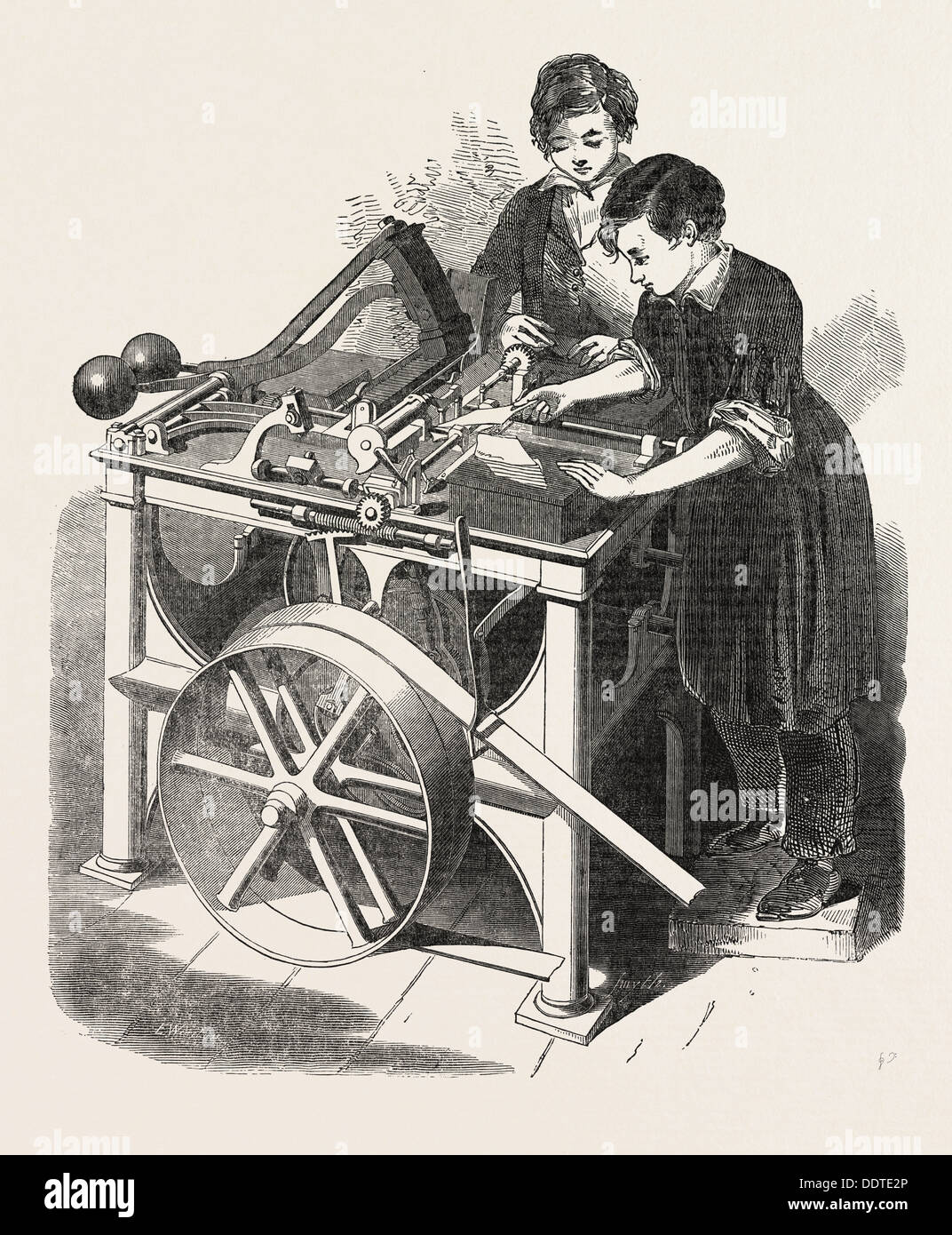 Le brevet de DELARUE, 1851 GRAVURE MACHINE ENVELOPPE Banque D'Images