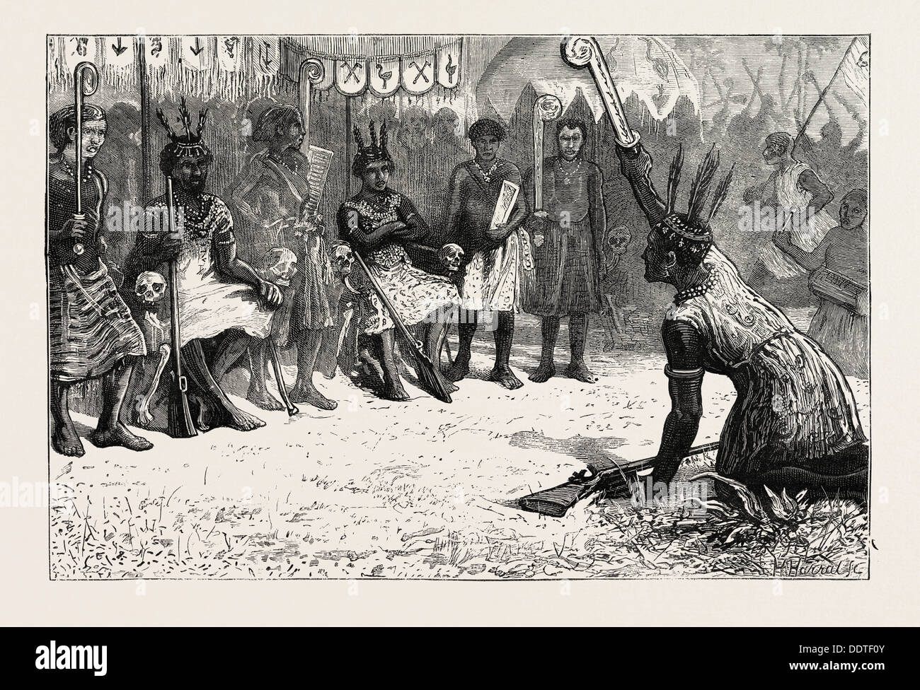 L'ASHANTEE WAR : UN NATIF DE PALABRE KINGS, ANGLO Ashanti du Ghana, de la guerre, gravure 1873 Banque D'Images