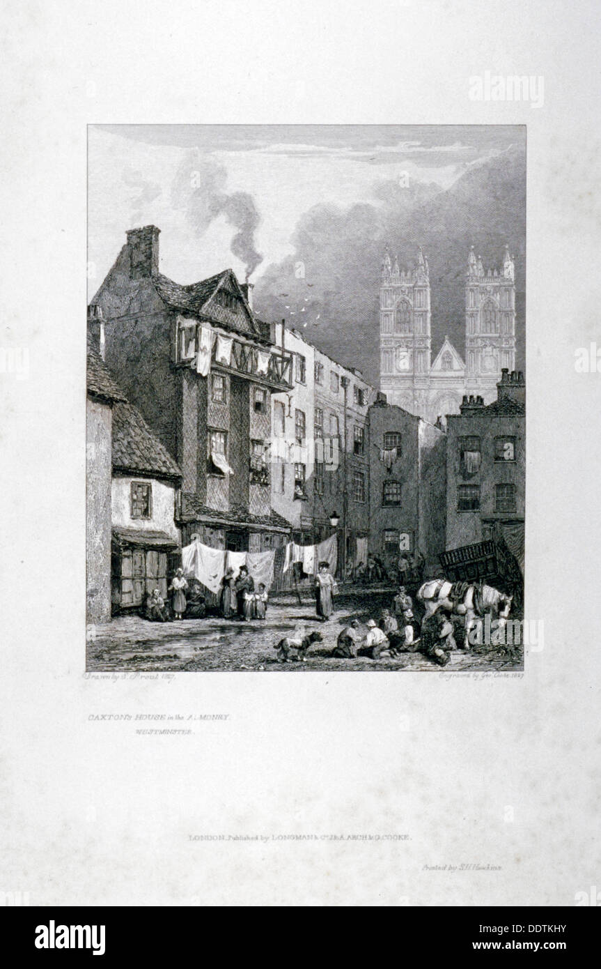 William Caxton's house dans l'Almonry, Westminster, Londres, 1827. Artiste : George Cooke Banque D'Images