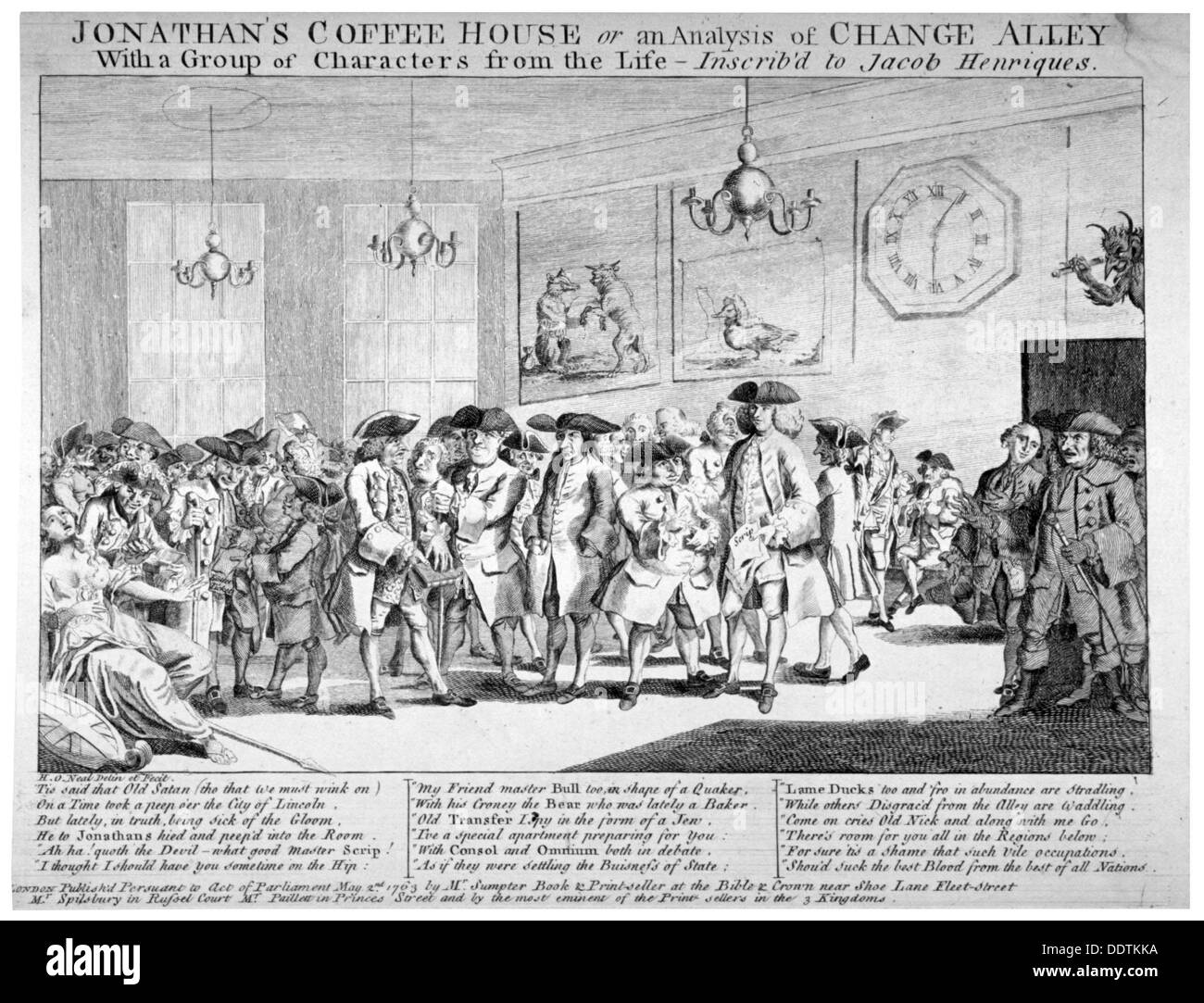 Jonathan's Coffee House, Londres, 1763. Artiste : HO Neal Banque D'Images