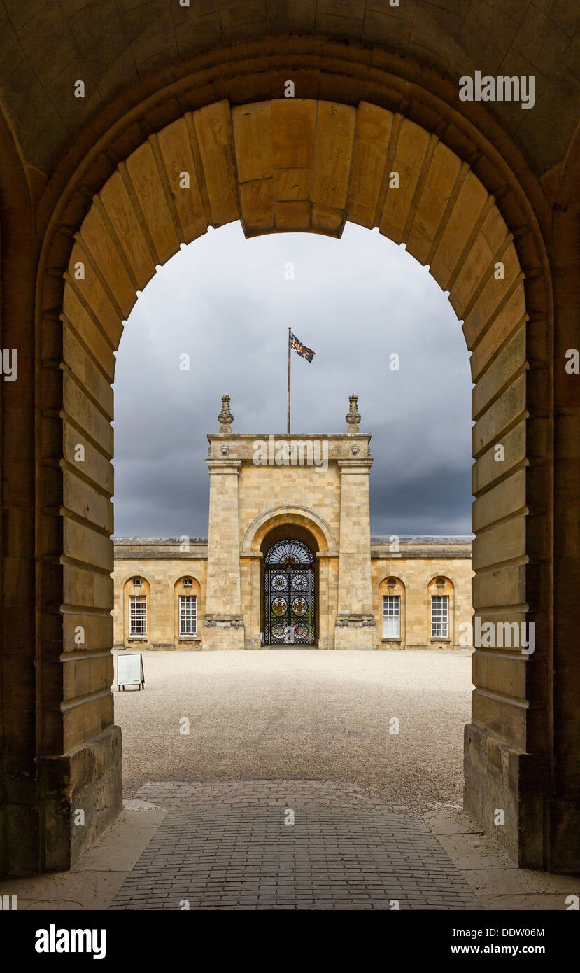 Blenheim Palace Grande cour. Woodstock, Oxfordshire, Angleterre. Naissance de Winston Churchill et l'UNESCO World Heritage Site. Banque D'Images