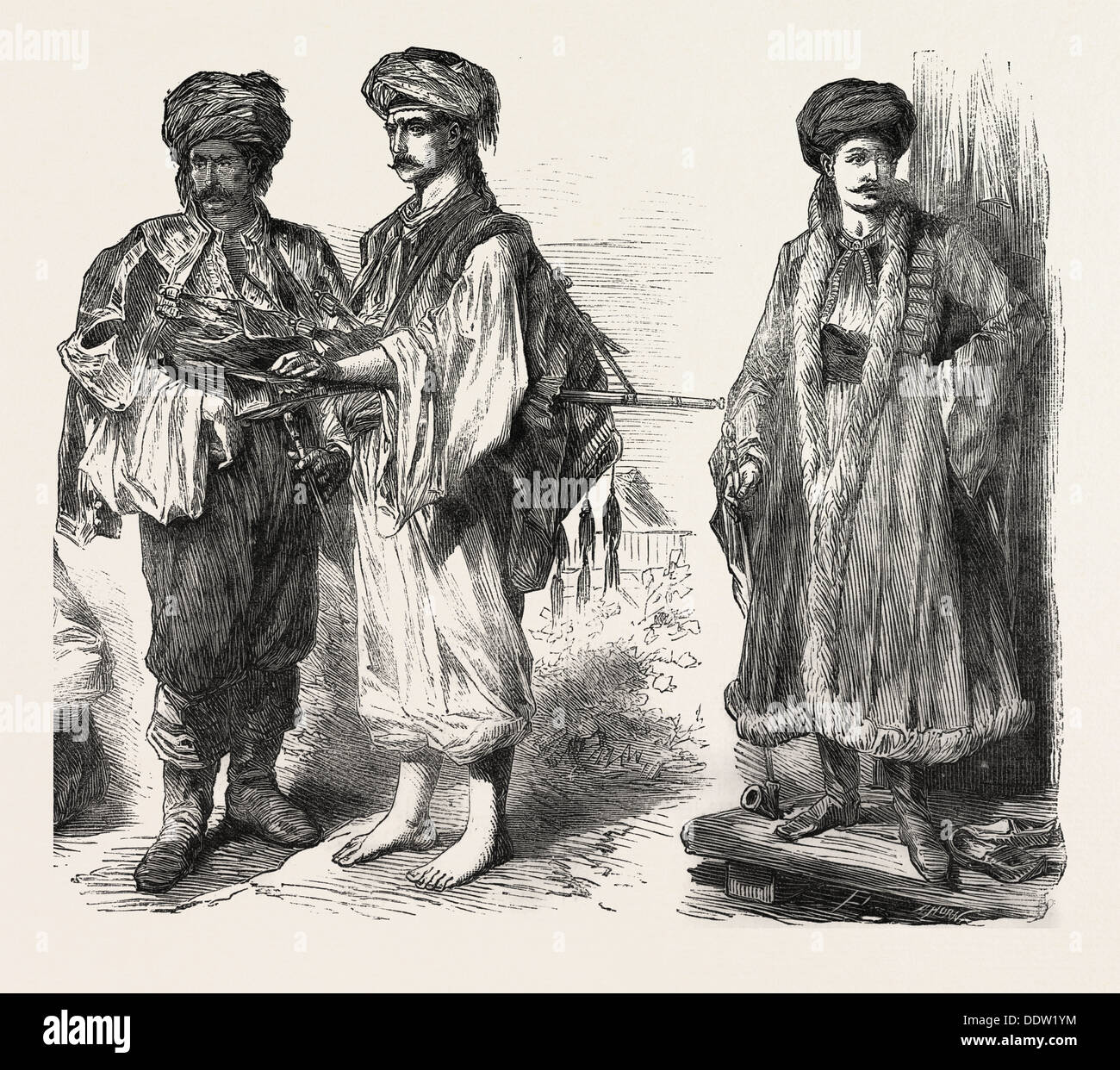 TYPES D'ALBANIE, DU KURDISTAN ET L'Arménie, GRAVURE 1882 Banque D'Images