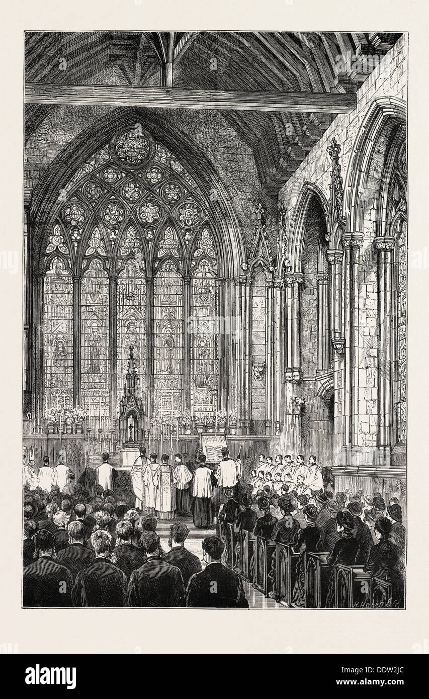 Chapelle DE ST. ETHELDREDA, ELY CHAPELLE, Holborn, Londres, R.-U., GRAVURE 1879, UK, Grande-Bretagne, britannique, europe, Royaume-Uni Banque D'Images