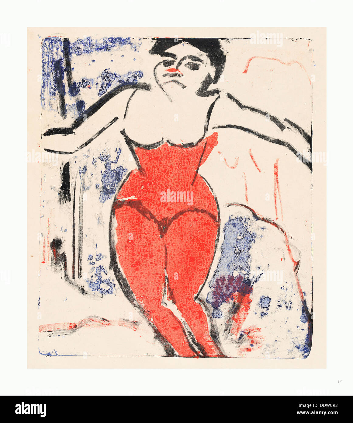 Ernst Ludwig Kirchner, interprète Bowing (Beifallheischende Artistin), allemand, 1880 - 1938, 1909, lithographie en rouge, noir Banque D'Images