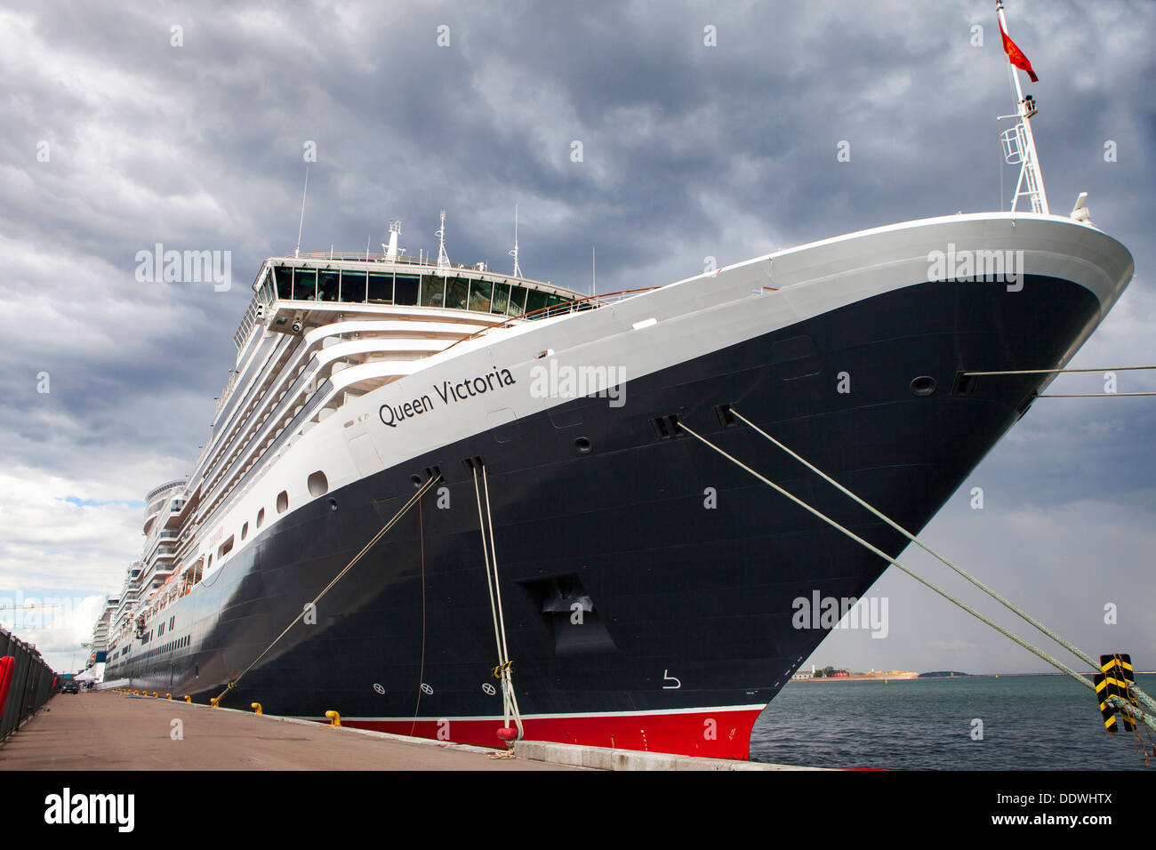 Mme la reine Victoria cruise navire exploité par la Cunard Line a accosté à Copenhague, Danemark Banque D'Images