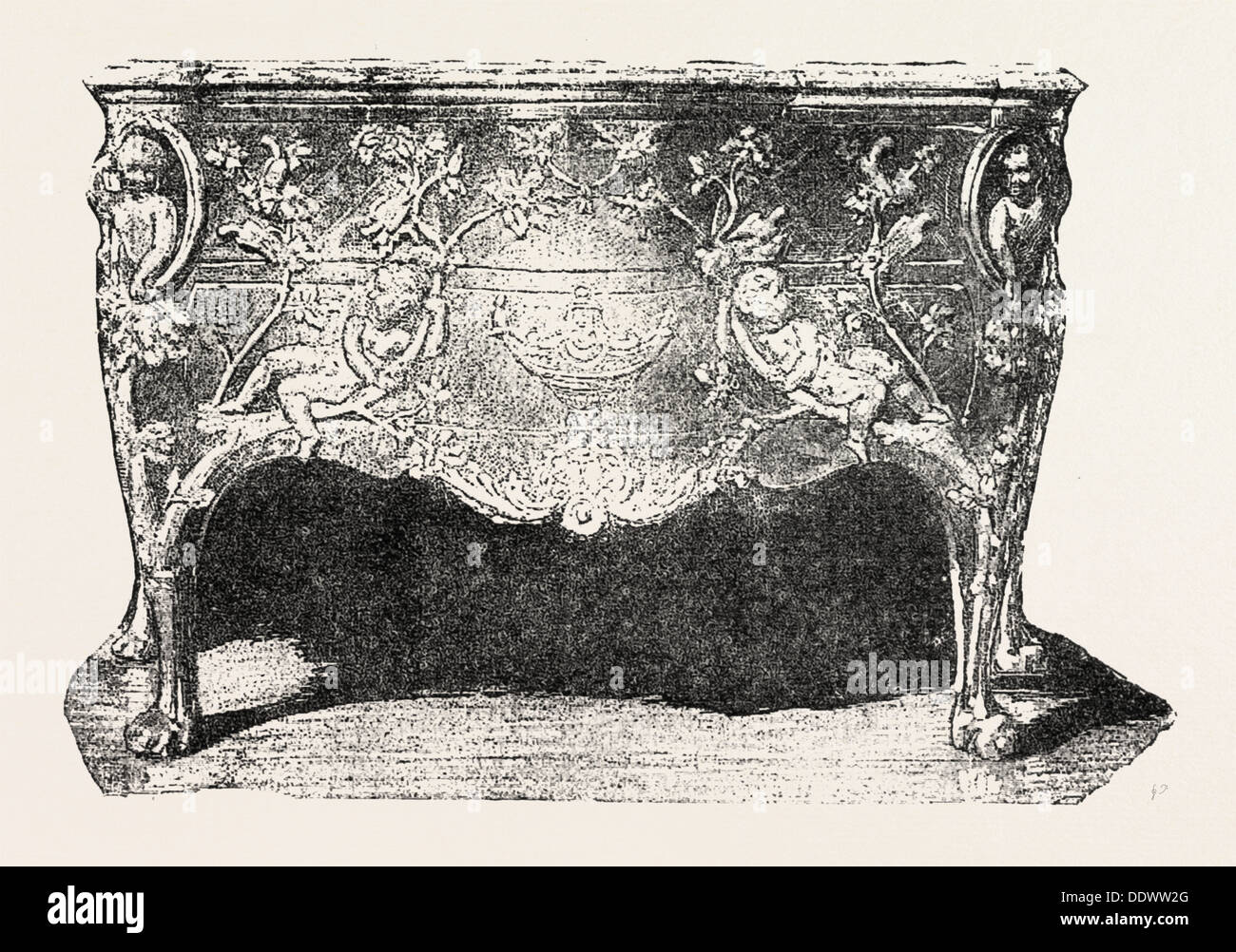Commode, Louis XV. Collection Hamilton, meubles, GRAVURE 1882 Banque D'Images