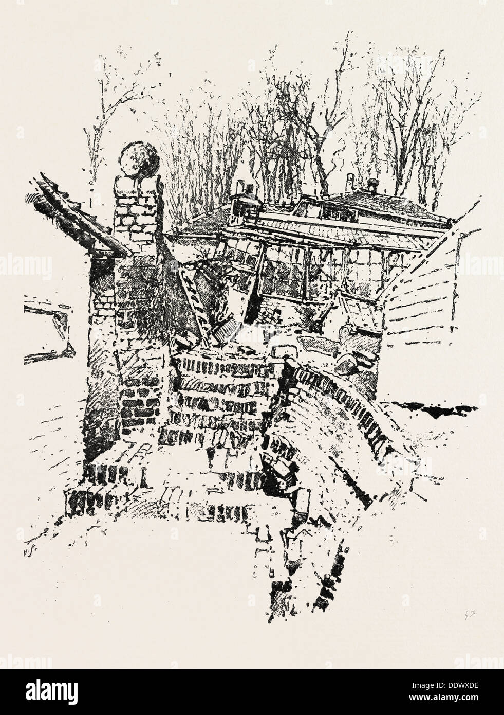 Le glissement de terrain À SANDGATE : DESTRUCTION DE PERSPECTIVE DES PÉPINIÈRES et du jardinier, UK, 1893 Gravure Banque D'Images