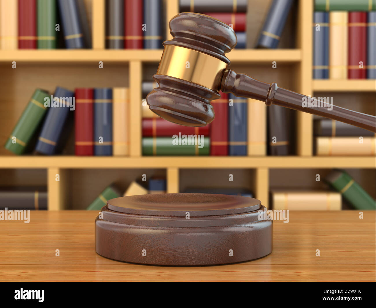 Concept de la justice. Les livres de droit et du marteau. 3d Banque D'Images