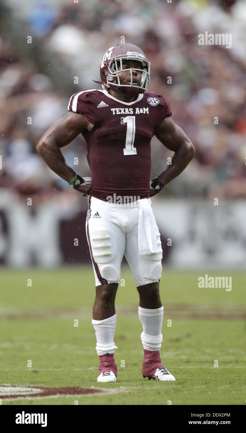 College Station, Texas, USA. Sep 8, 2013. 07/09/13 - Texas A&M RB Ben Malena (1) dans le match contre Sam Houston State à Kyle Field in College Station, Texas Samedi 7 septembre 2013. A&M a gagné 65-28.Photo par Erich Schlegel Crédit : Erich Schlegel/ZUMAPRESS.com/Alamy Live News Banque D'Images