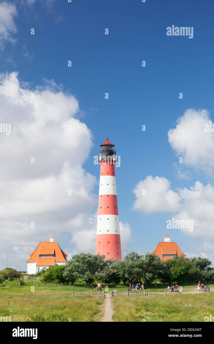 Westerheversand, phare de Westerhever, Eiderstedt Péninsule, Schleswig Holstein, Allemagne Banque D'Images Westerheversand, phare de Westerhever, Eiderstedt Péninsule, Schleswig Holstein, Allemagne Banque D'Images