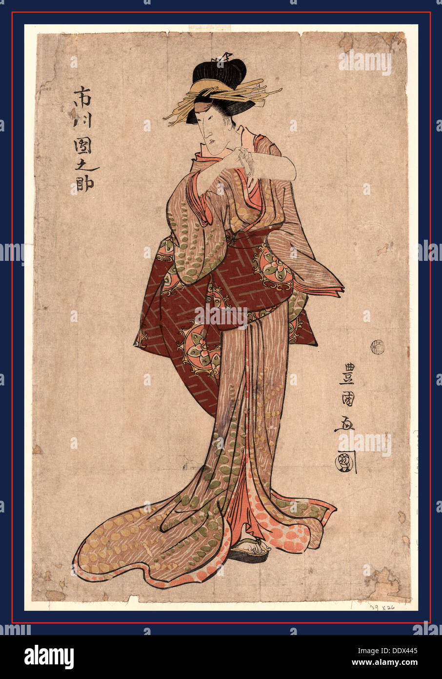 Ichikawa Dannosuke, l'acteur Ichikawa Dannosuke. [Entre 1804 et 1810], 1 tirage : gravure sur bois, couleur ; 38,8 x 25,9 cm, impression. Banque D'Images