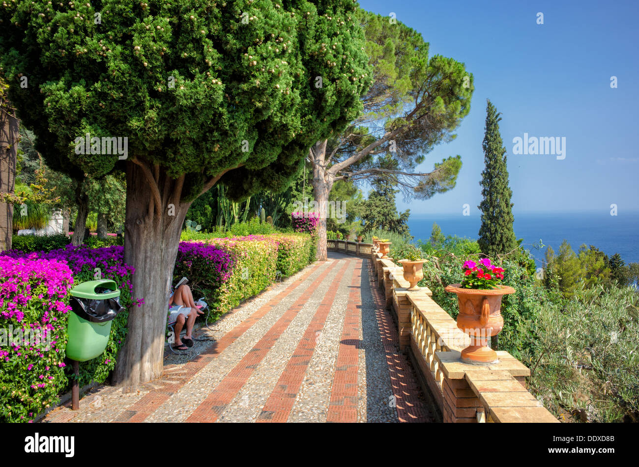 La Villa Comunale garden à Taormina, Sicile Banque D'Images