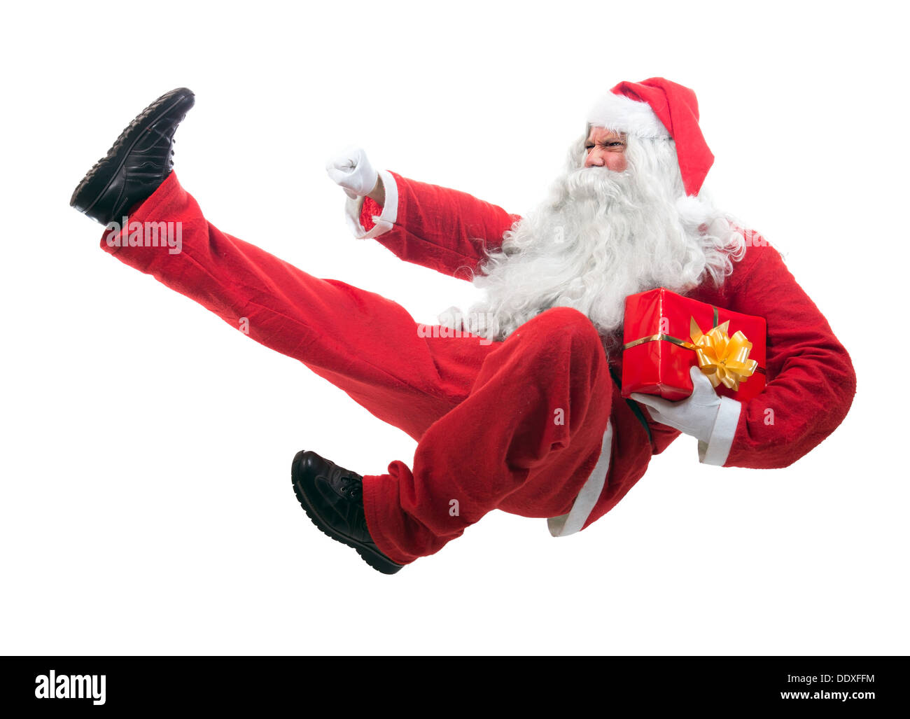 Le Kick-boxing Santa Claus Banque D'Images