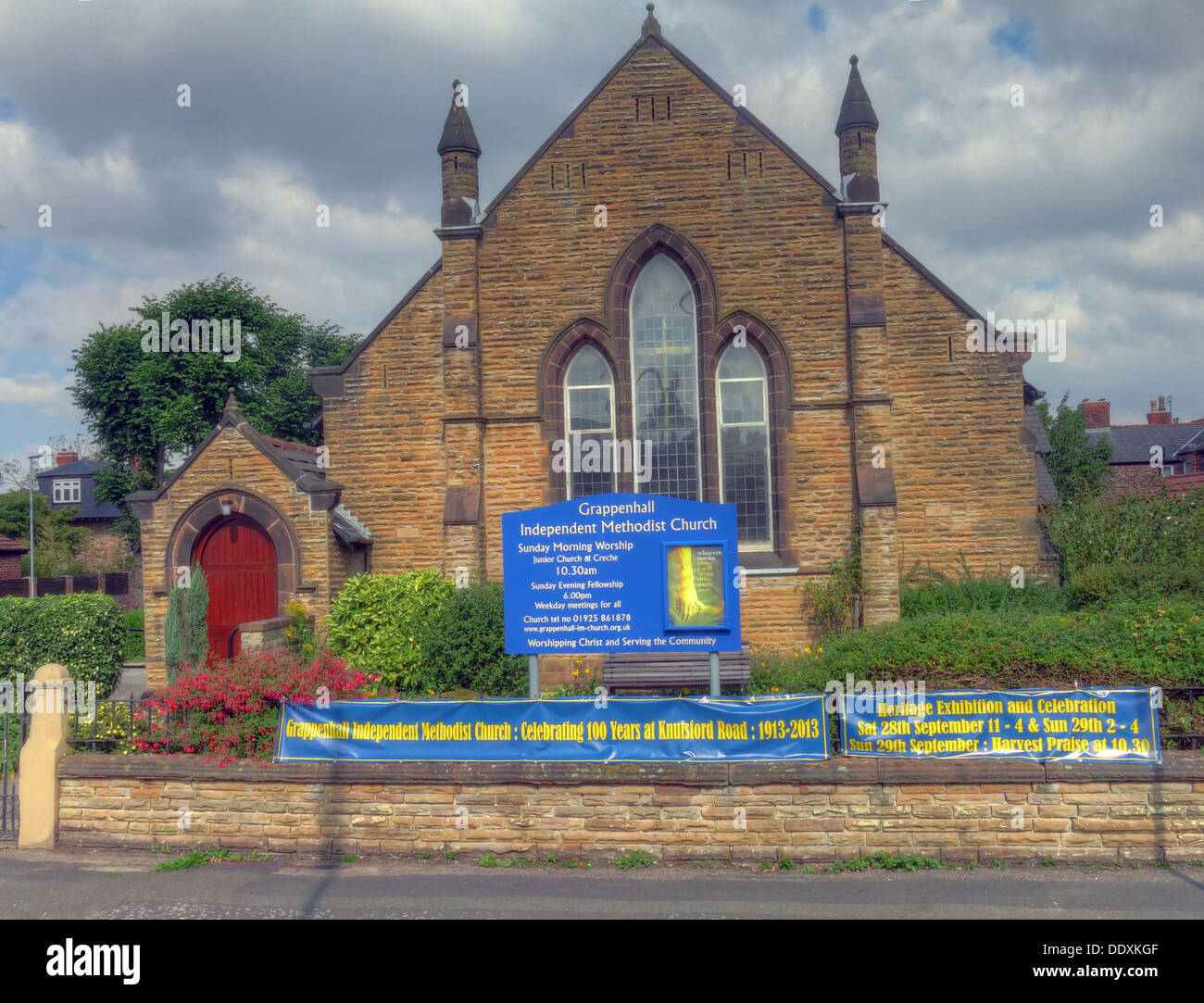 Église méthodiste indépendant Grappenhall, Knutsford Road, Grappenhall, Warrington, Cheshire, Angleterre, RU WA4 2PL Banque D'Images