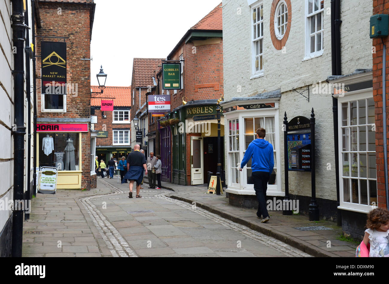 Boutiques dans la ville de marché de Louth Lincolnshire Wolds, la. Banque D'Images