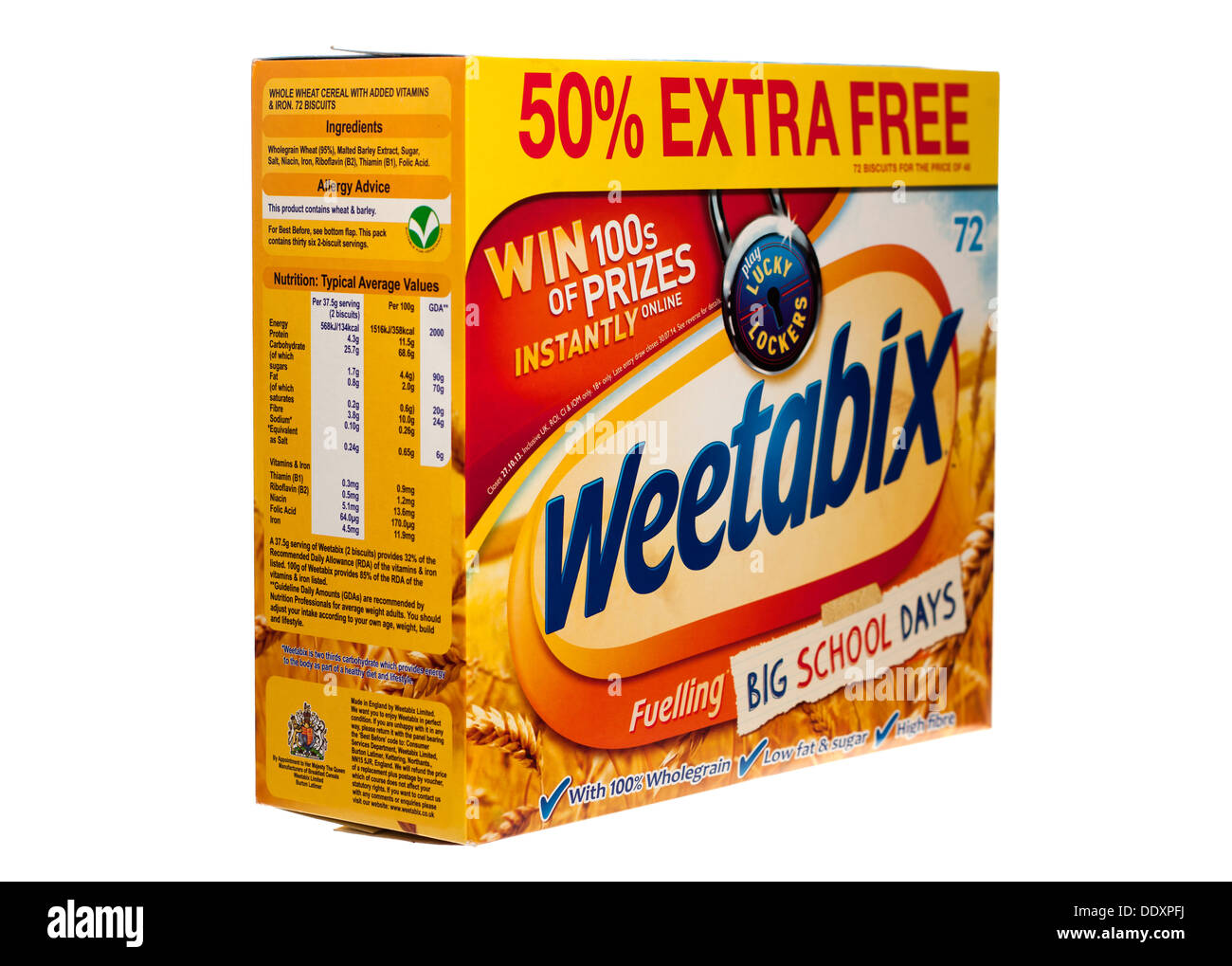 Grande boîte de 72 biscuits de céréales de petit déjeuner Weetabix 50 pour cent sans frais supplémentaires Banque D'Images