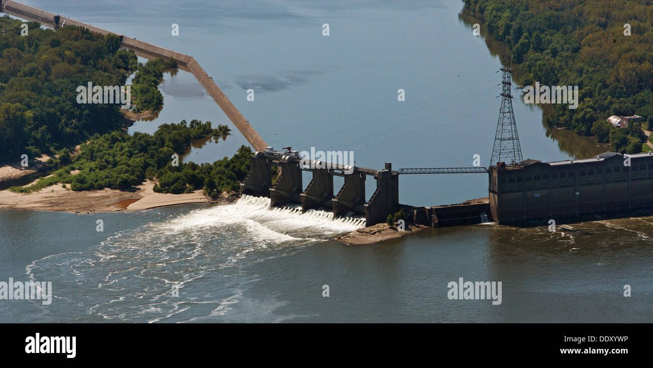 Photographie aérienne McAlpine Locks et le barrage de la rivière Ohio, à Louisville, Kentucky Banque D'Images