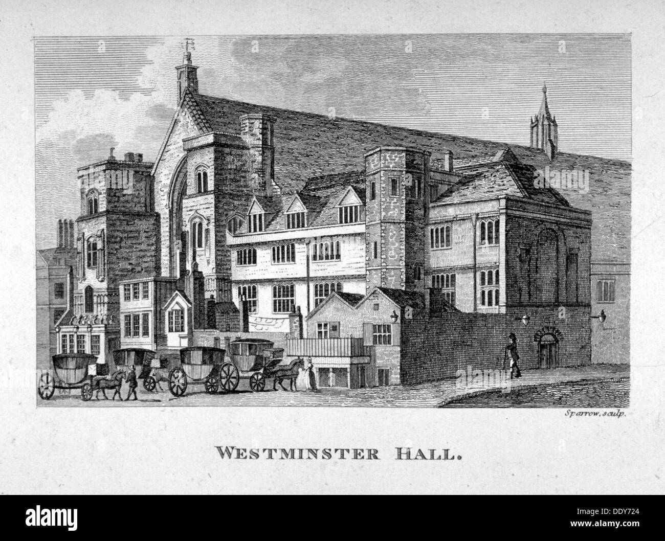 Vue sur Westminster Hall de New Palace Yard, London, c1800. Artiste : S Sparrow Banque D'Images