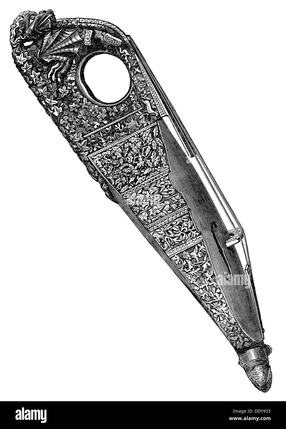 Musique, instruments, violon, présent de la reine Elizabeth I d'Angleterre à Robert Dudley, comte de Leicester, XVIe siècle, gravure en bois, XIXe siècle, instrument de musique, instruments à cordes, instruments à cordes, instruments à cordes, chordophone, instrument à cordes, instruments à cordes, instruments à cordes, les cordes, violon, violons, présent, présents, historique, historique, historique, historique, Clearences-non disponible-droits additionnels-disponible Banque D'Images