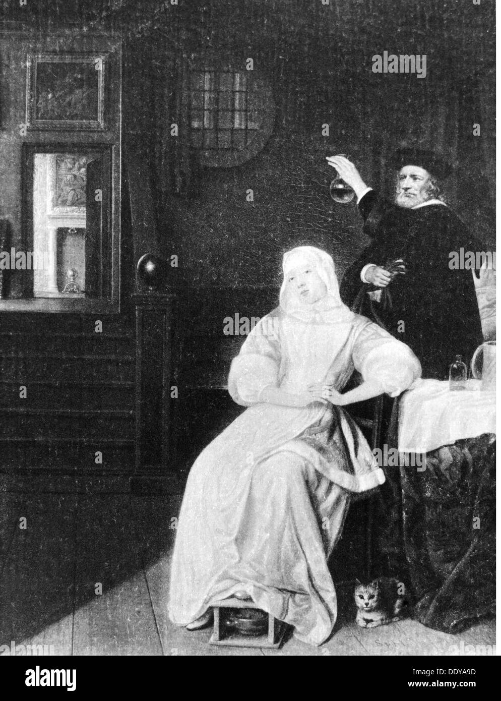 Beaux-arts, Hoogstraten, Samuel van (1627 - 1678), peinture, 'la Dame de l'anémie', vers 1667, huile sur toile, 70 x 55 cm, Rijksmuseum, Amsterdam, état avant la restauration en 1989, droits additionnels-Clearences-non disponible Banque D'Images