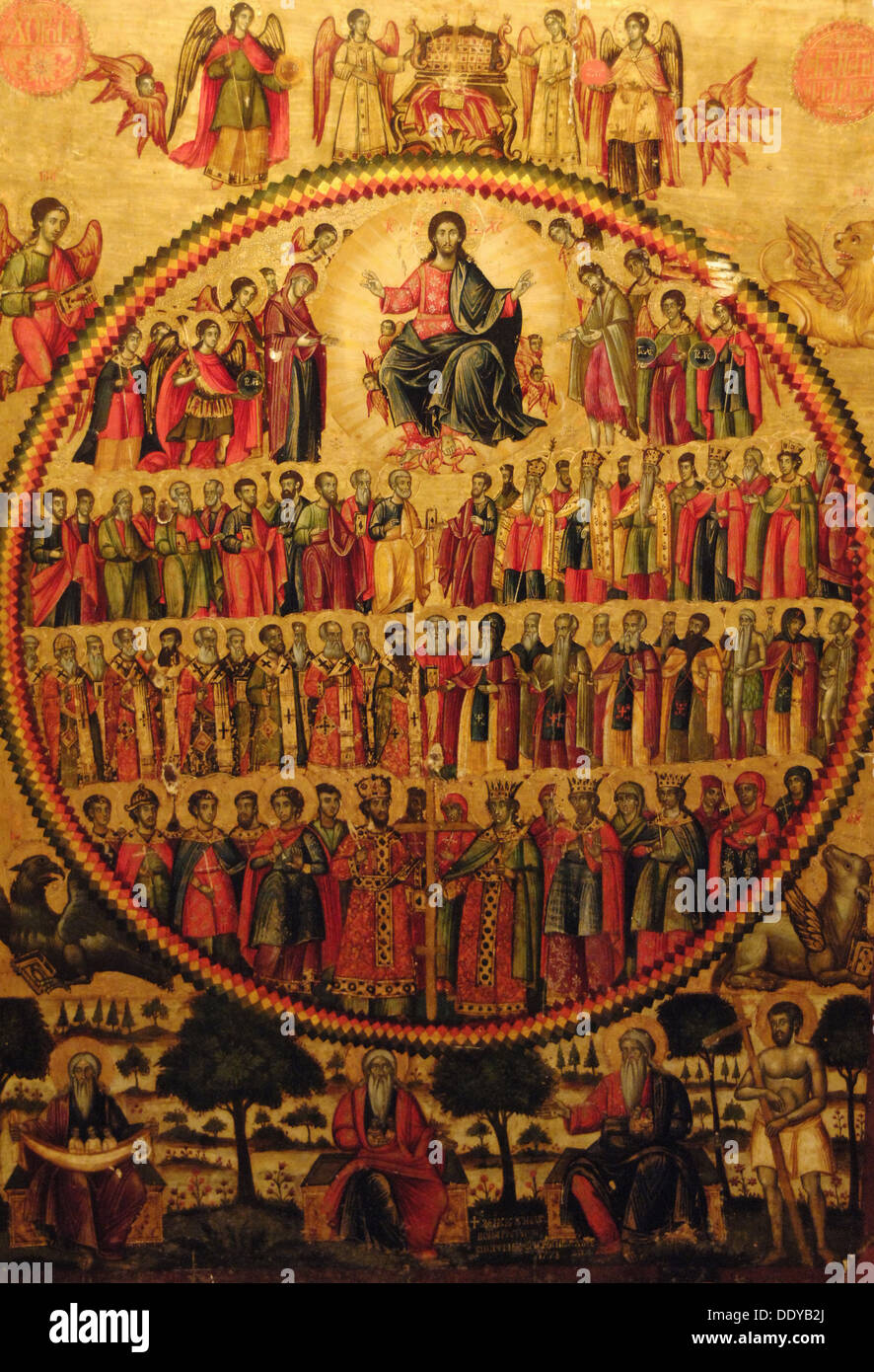 Tous les Saints, 1778, par les frères Zografi. Musée national d'art médiéval Korçë. République d'Albanie. Banque D'Images