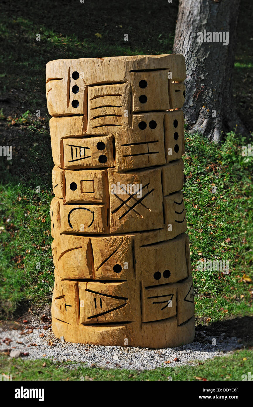 Sculpture en bois de Heike Endemann, Symposium Kunst und Bier, Andechs, Bavière Banque D'Images