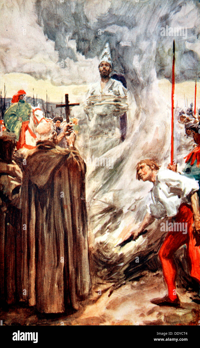 L'incendie de Jean Huss, 6 juillet 1415 (1913). Artiste : Arthur C. Michael Banque D'Images