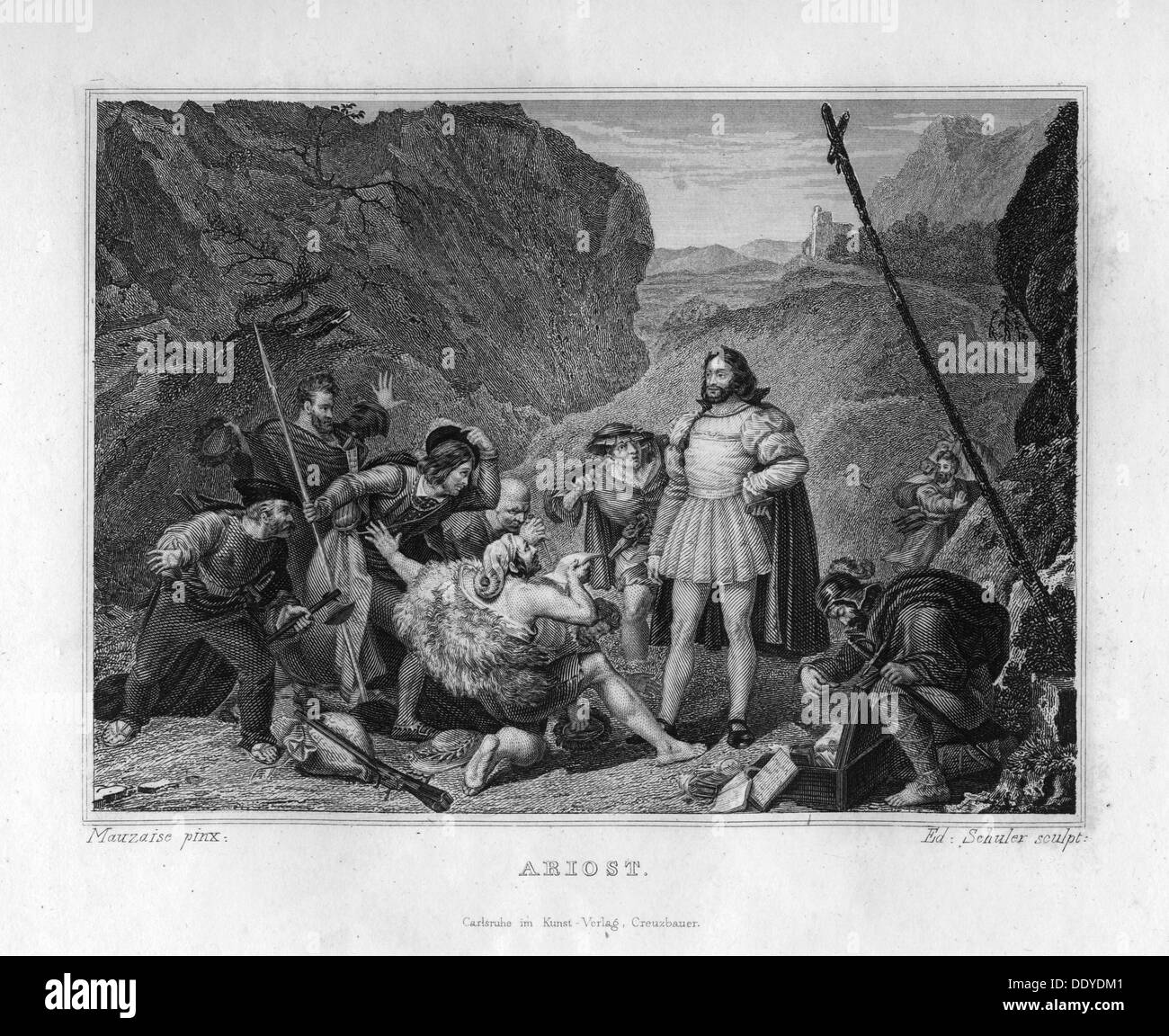 'Ariosto, respecté par les brigands', c1833. Artiste : Edouard Schuler Banque D'Images