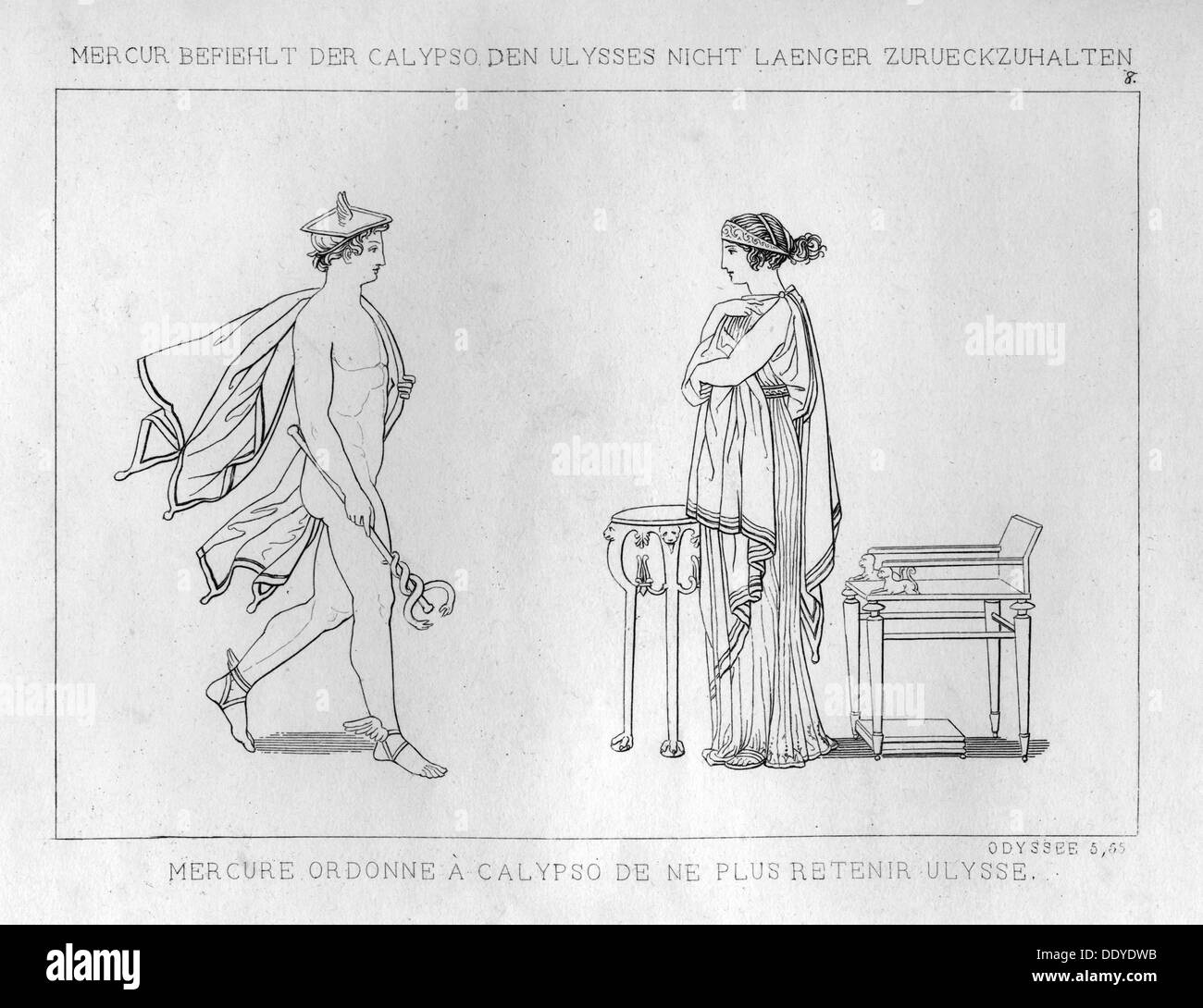 Hermes arrêtés la nymphe Calypso pour libérer Ulysse, c1833. Artiste : Inconnu Banque D'Images