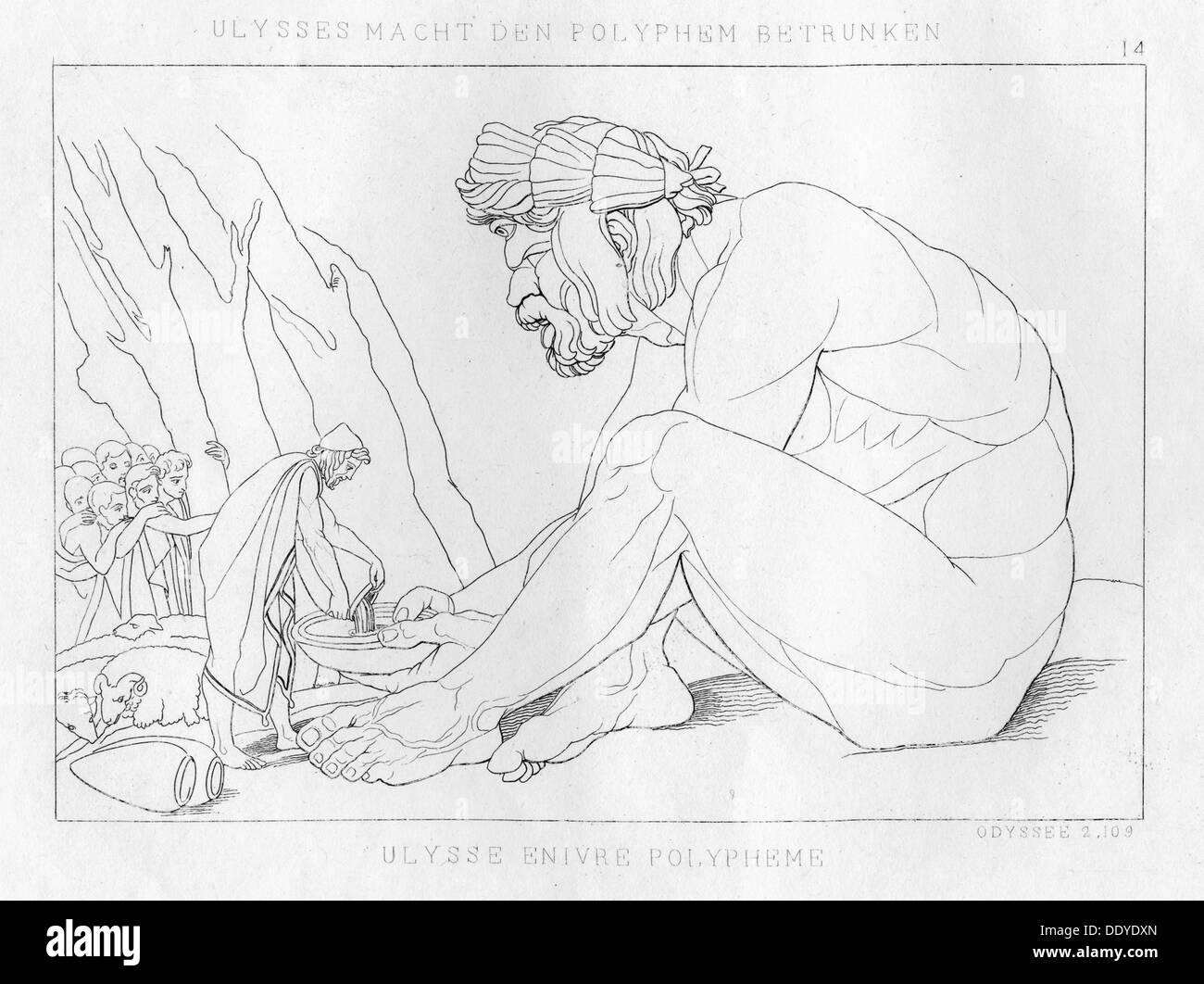 Boire avec Polyfemos Odysseus, le cyclope, c1833. Artiste : Inconnu Banque D'Images