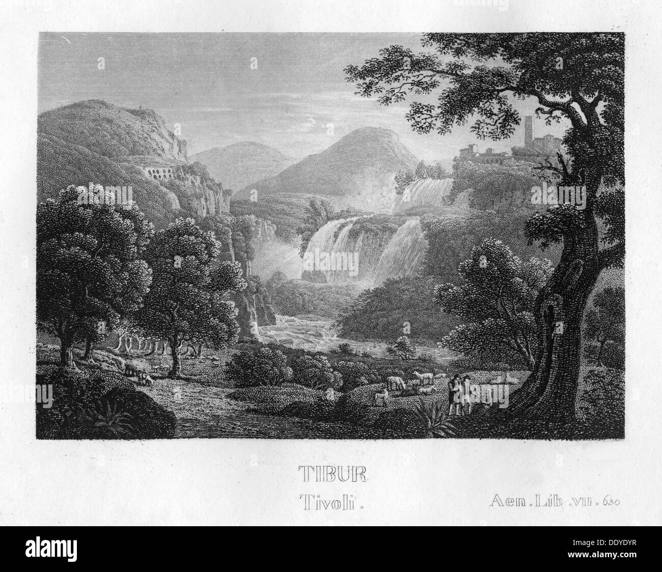 Le Tibre à Tivoli, Italie, c1833. Artiste : Inconnu Banque D'Images