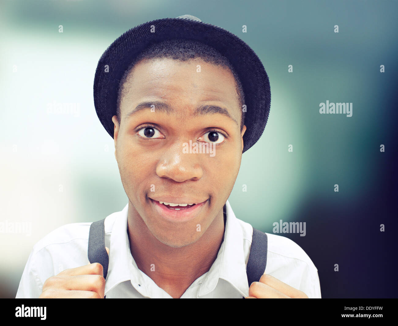 Jeune homme portant un chapeau, Afro-américains, American, friendly Banque D'Images