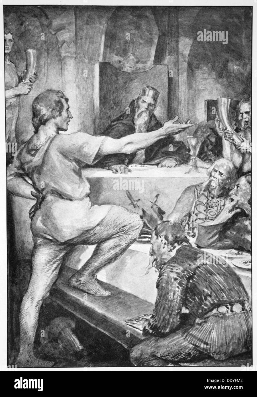 "Réponses à Hunferth haughtily Beowulf', 1910. Artiste : John Henry Frederick Bacon Banque D'Images