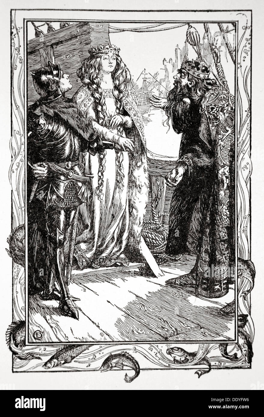 'Roi donne l'Angoisse Isolt à Sir Tristram', 1905. Artiste : Dora Curtis Banque D'Images