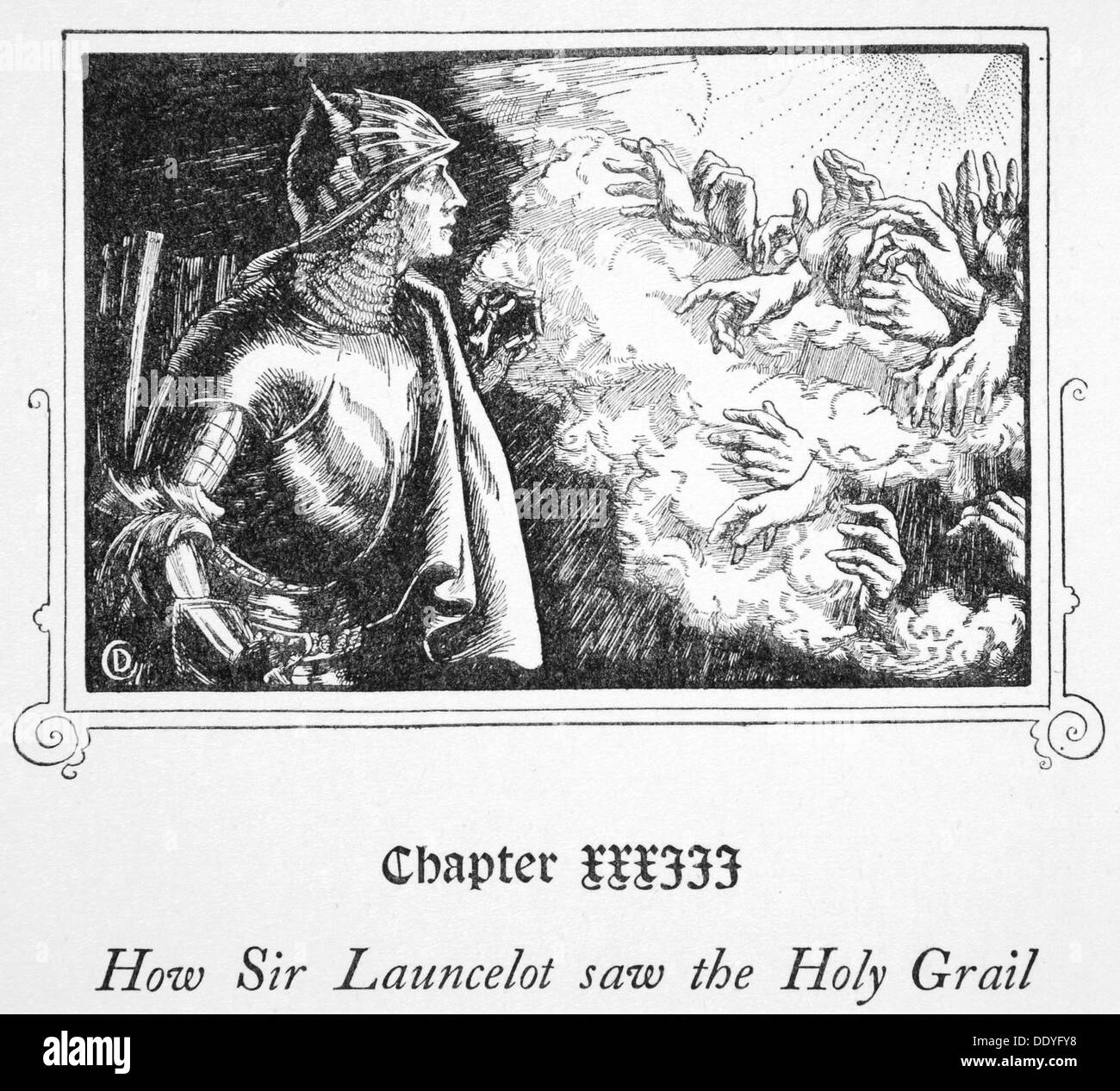 'Comment Sir Launcelot vu le Saint Graal', 1905. Artiste : Dora Curtis Banque D'Images
