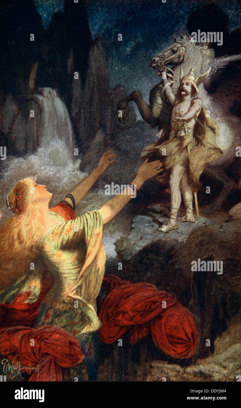 'Helgi Hundingsbane retourne à Valhalla', 1890. Artiste : James Doyle Penrose Banque D'Images