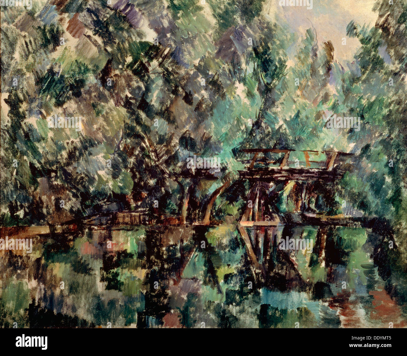 'Un pont sur un étang", c1898. Artiste : Paul Cezanne Banque D'Images