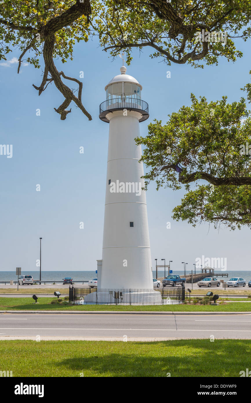 Phare de Biloxi sur l'autoroute 90 sur le golfe du Mexique à Biloxi, Mississippi Banque D'Images