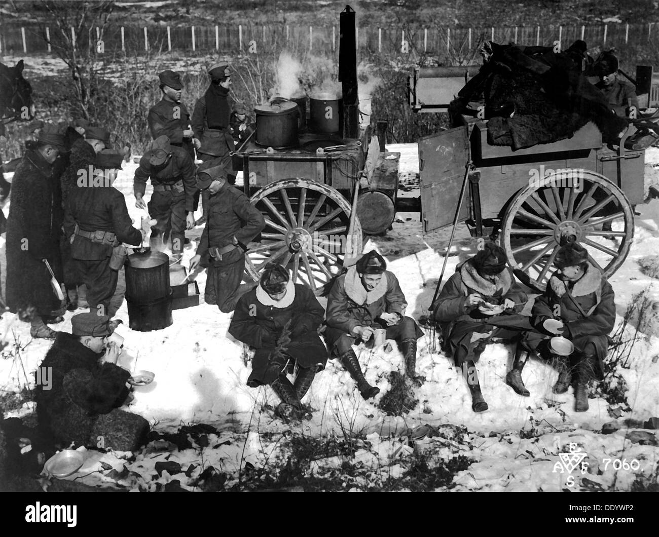 Un camp d'infanterie américaine en Sibérie, Russie, décembre 1918. Artiste : Anon Banque D'Images