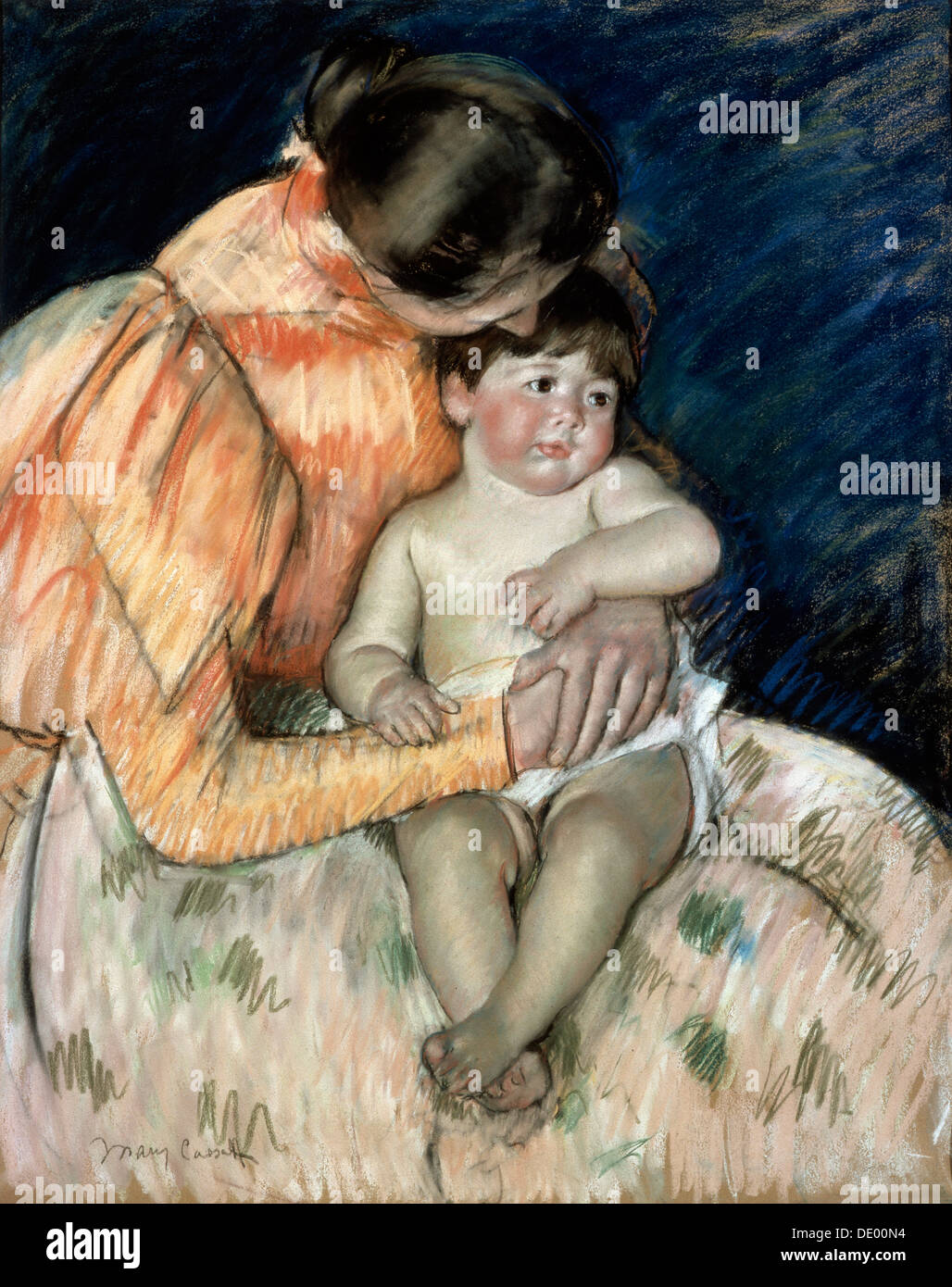 La "Mère et Enfant", fin du xixe ou début du xxe siècle. Artiste : Mary Cassatt Banque D'Images