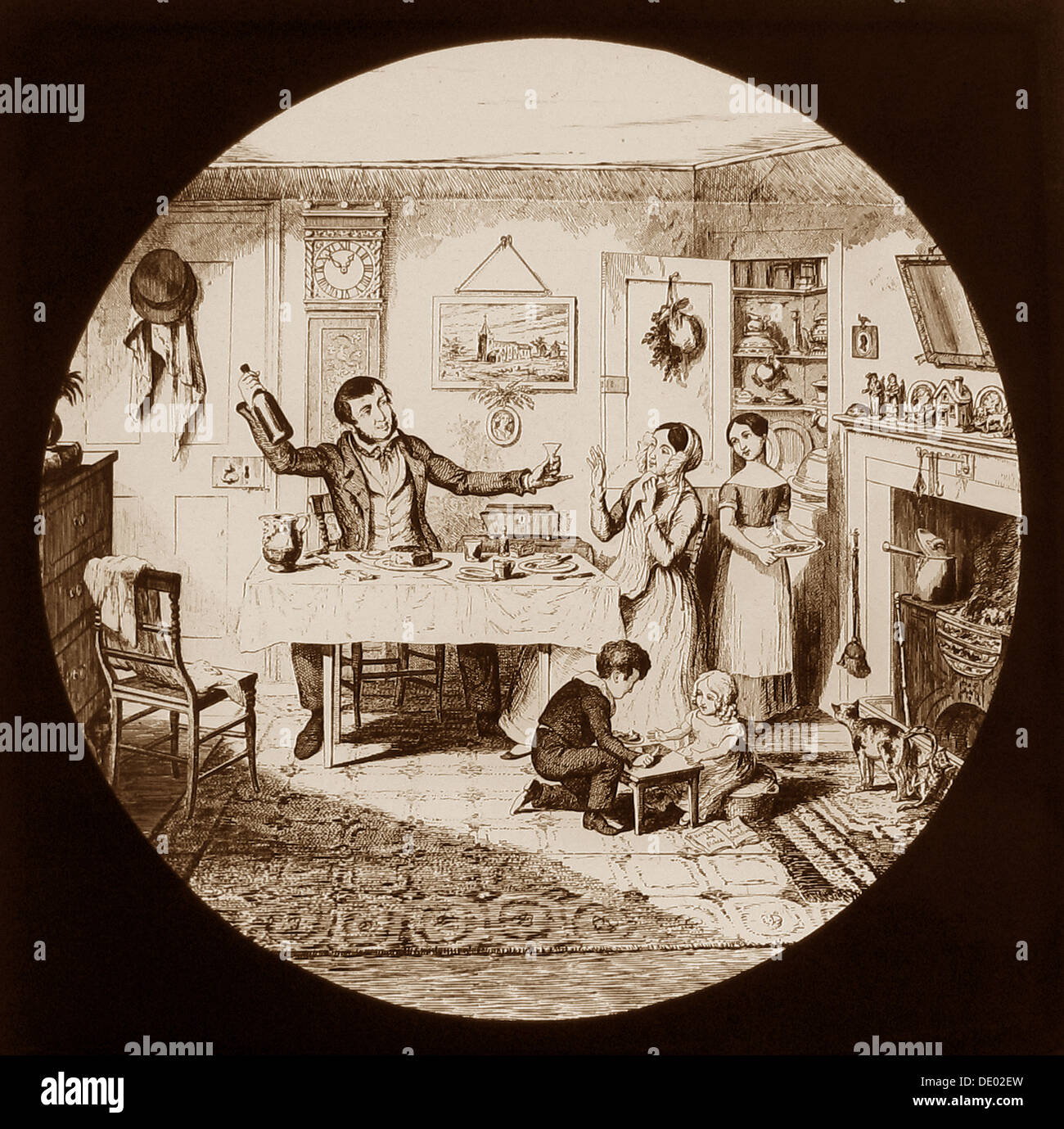 La bouteille - Une Temperance histoire écrite par George Cruikshank publié en 1847 - prises à partir de diapositives de lanterne magique - diapositive n°1 Banque D'Images