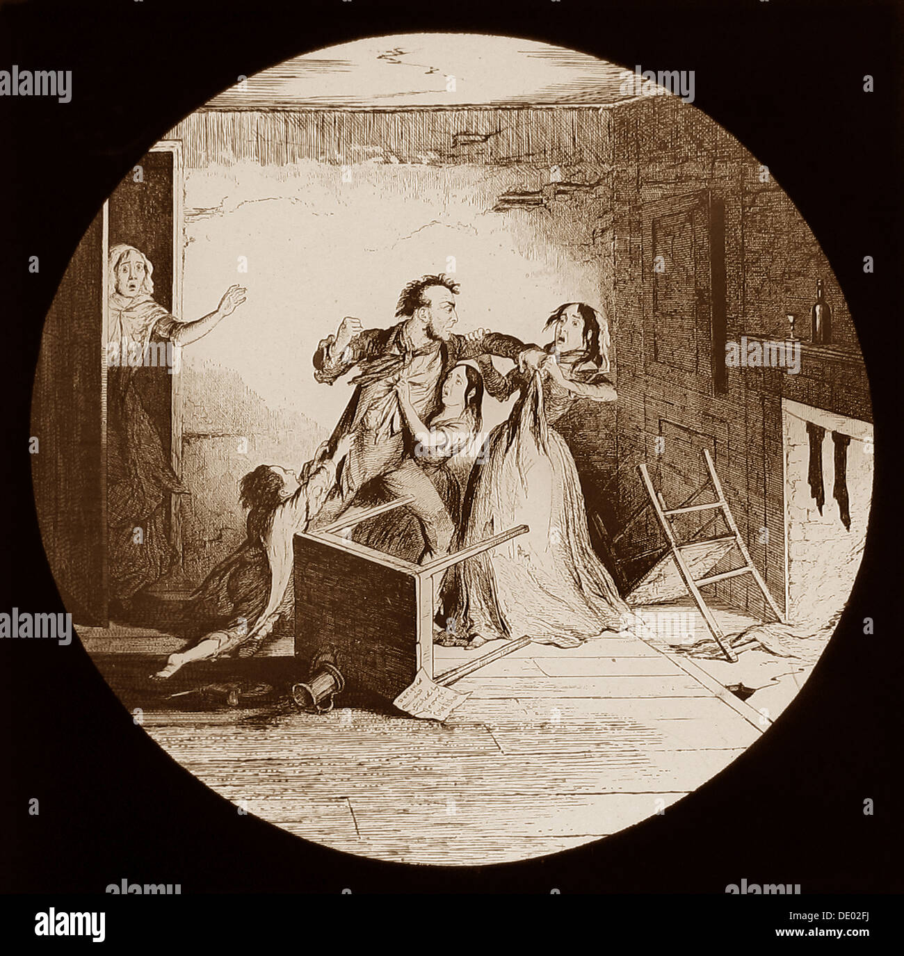 La bouteille - Une Temperance histoire écrite par George Cruikshank publié en 1847 - prises à partir de diapositives de lanterne magique - diapositive n°6 Banque D'Images