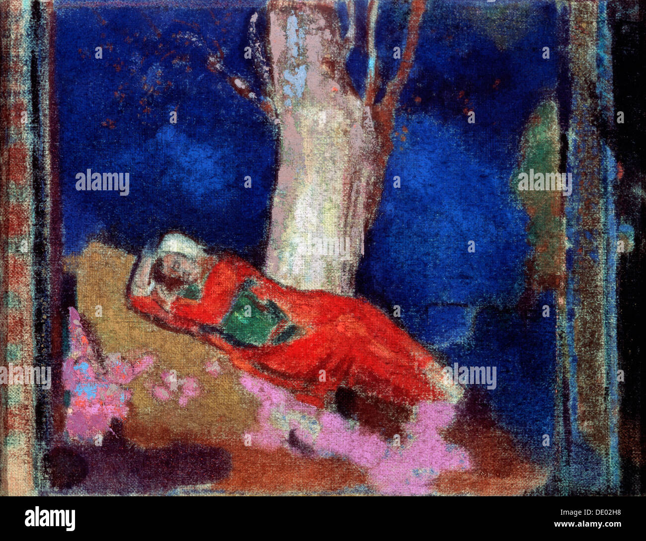 'Une femme couché sous l'arbre", 19e ou au début du xxe siècle. Artiste : Odilon Redon Banque D'Images