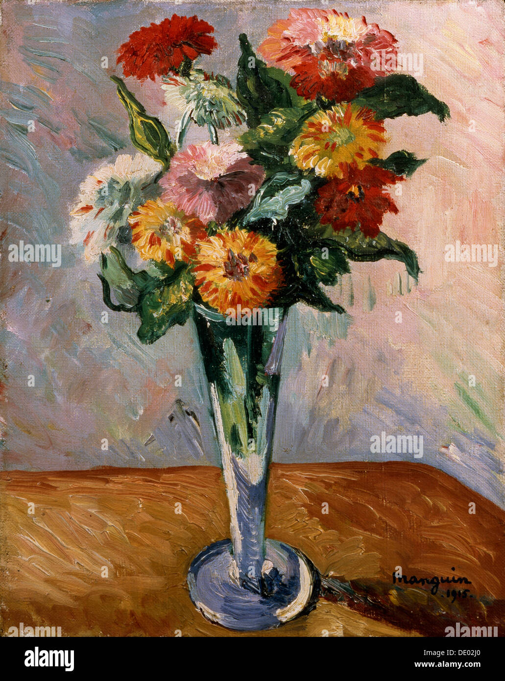 Henri Manguin、【Fleurs dans un Vase】 Henri Manguin Bouquet of Roses in a White Vase Painting