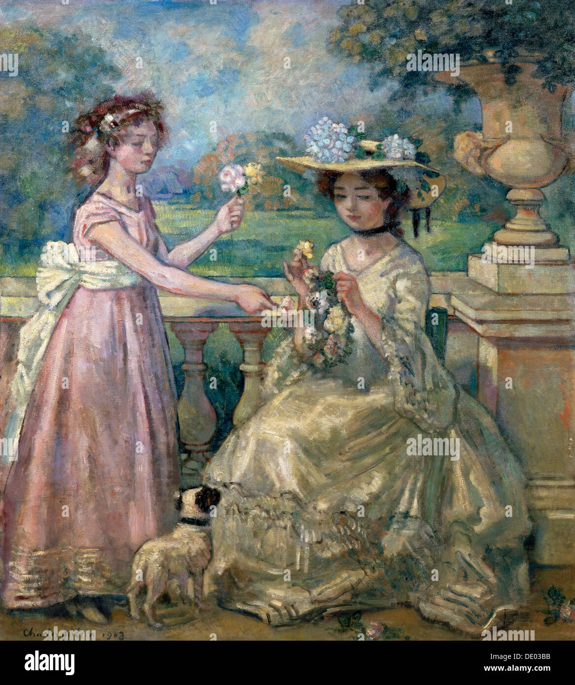 "Deux filles sur une terrasse", 1903. Artiste : Charles Guerin Banque D'Images
