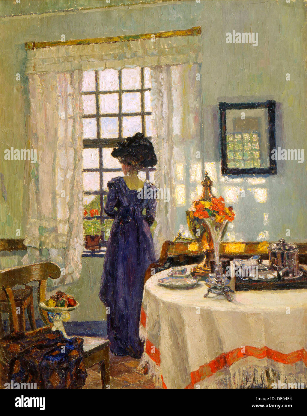 'La Femme à la fenêtre", fin du xixe ou début du xxe siècle. Artiste : August von Brandis Banque D'Images