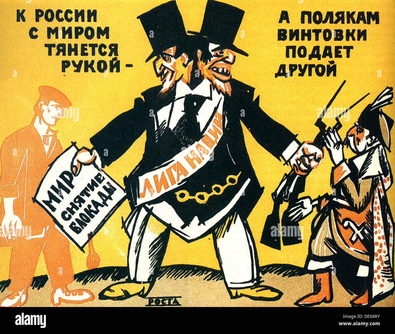 Poster satirique sur la Société des Nations, 1920. Artiste : Vladimir Maïakovski Banque D'Images
