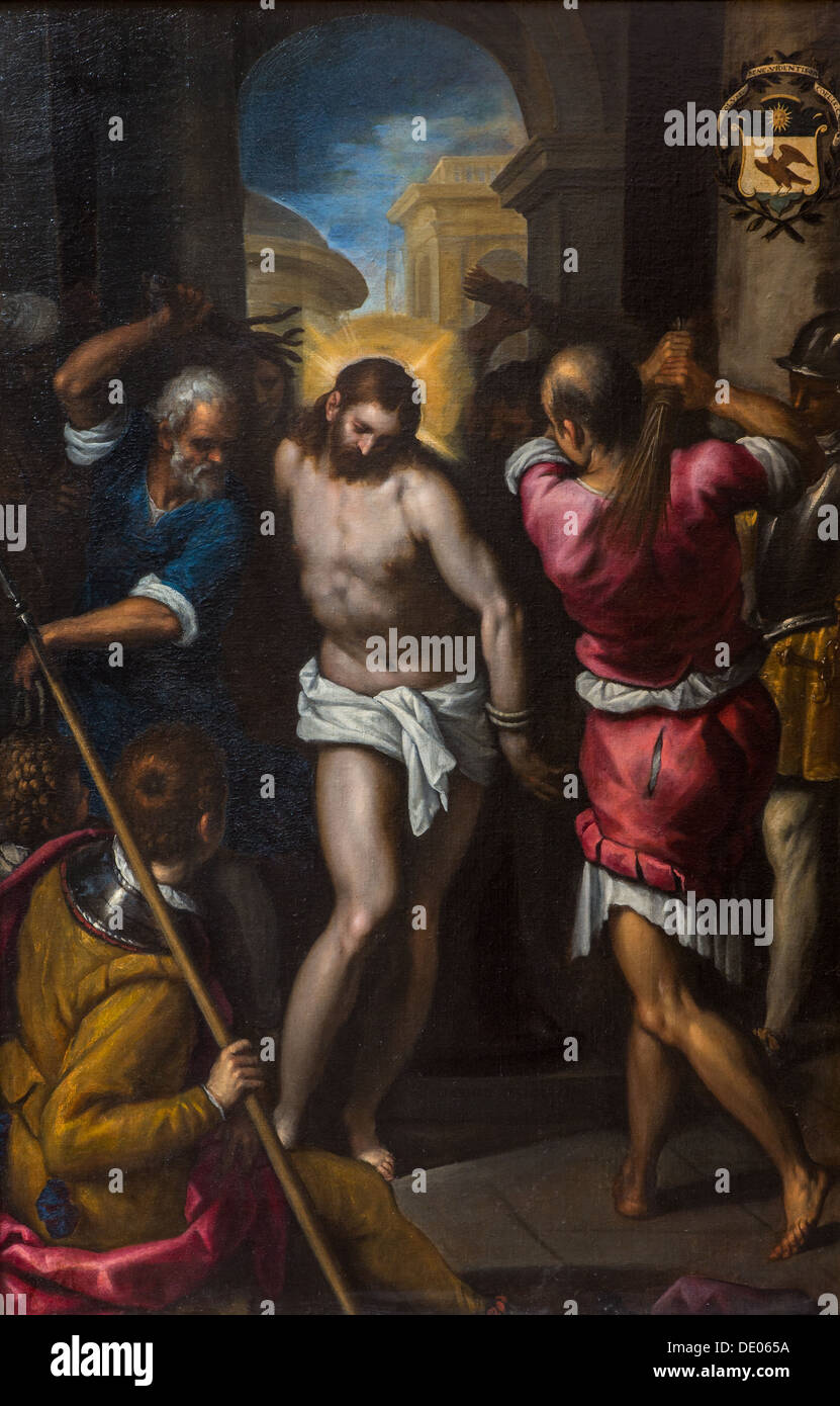 17e siècle - La flagellation du Christ, 1613 Palma Giovane - Philippe Sauvan-Magnet / Active Museum huile sur toile Banque D'Images